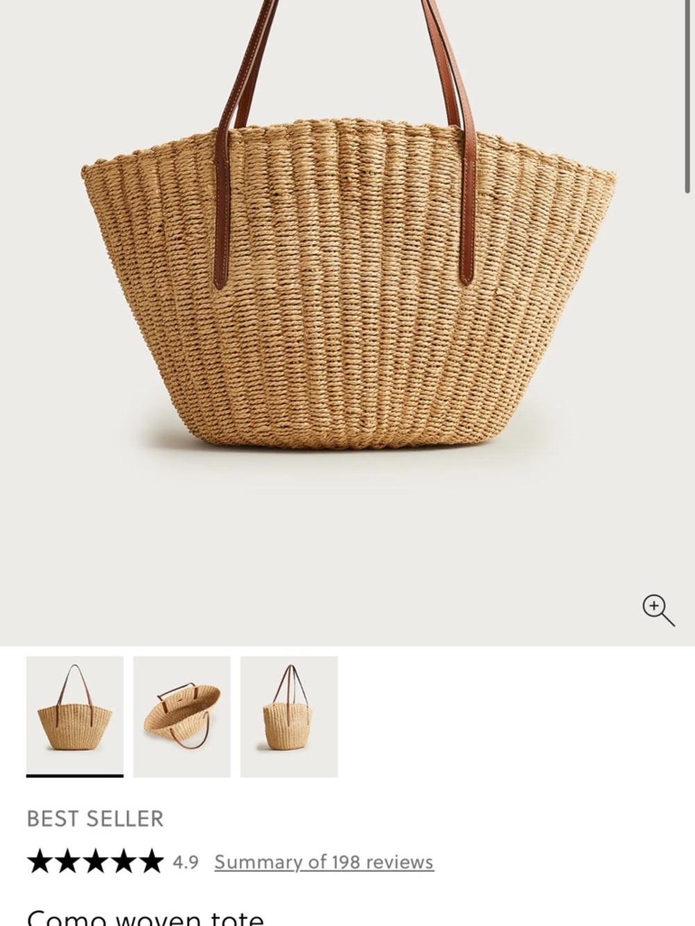 J Jill Woven Straw Tote Leather Strap Beach Bag Market Boho Large - Picture 2 of 11